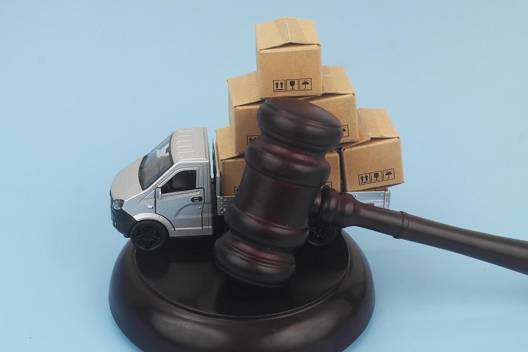A wooden gavel balances on a stack of boxes placed on a wooden stand, representing justice and organization.