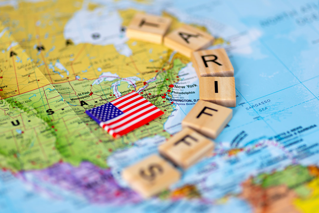 A world map featuring the USA marked and the American flag displayed, representing national identity.