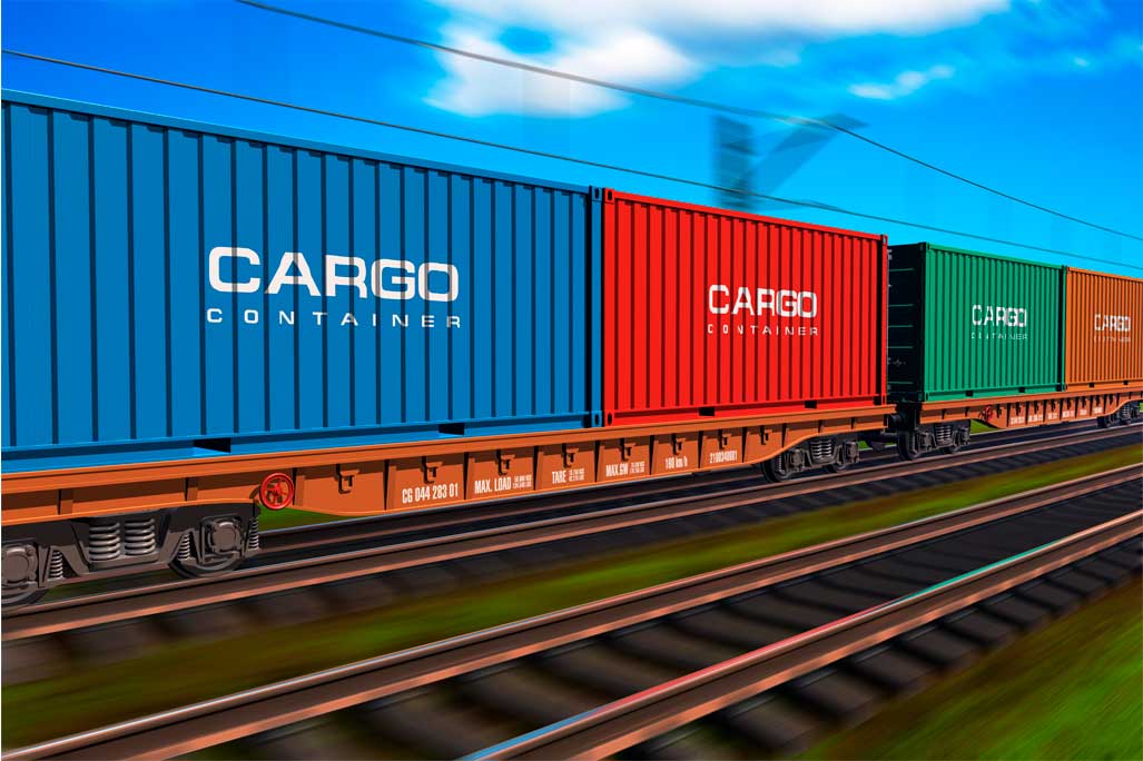 Freight train with cargo containers